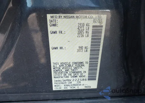 2013 Nissan Altima 2.5 S z USA, uszkodzony, nr VIN 1N4AL3AP9DC222586